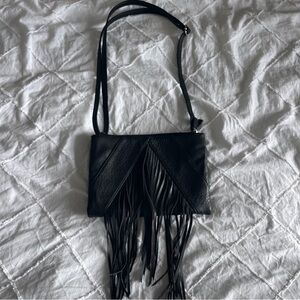 Black fringe crossbody bag